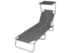 Tumbona Lounger con Toldo Acero Gris