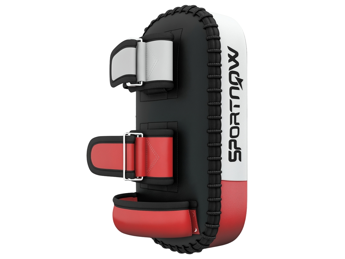 Espinilleras Muay Thai Kickboxing Cuero Sintético 0,4kg Negro Rojo Blanco