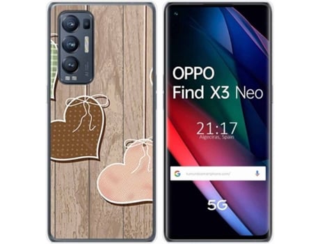 Carcasa Oppo Find X3 Neo TUMUNDOSMARTPHONE Corazones Madera