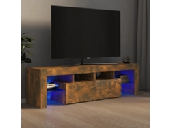 Estantería/Mueble de TV con luces Led 140X36,5X40 Cm Roble Ahumado