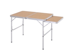 VPMKP - Mesa plegable Outsunny para camping y jardín, con extensión, altura ajustable, aluminio MDF, imitación bambú