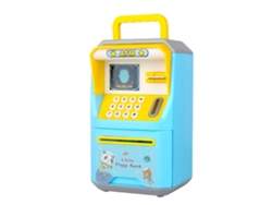 Caja De Ahorros Mini Atm Con Reconocimiento Facial Simulación Juguete Educativo Banco Azul