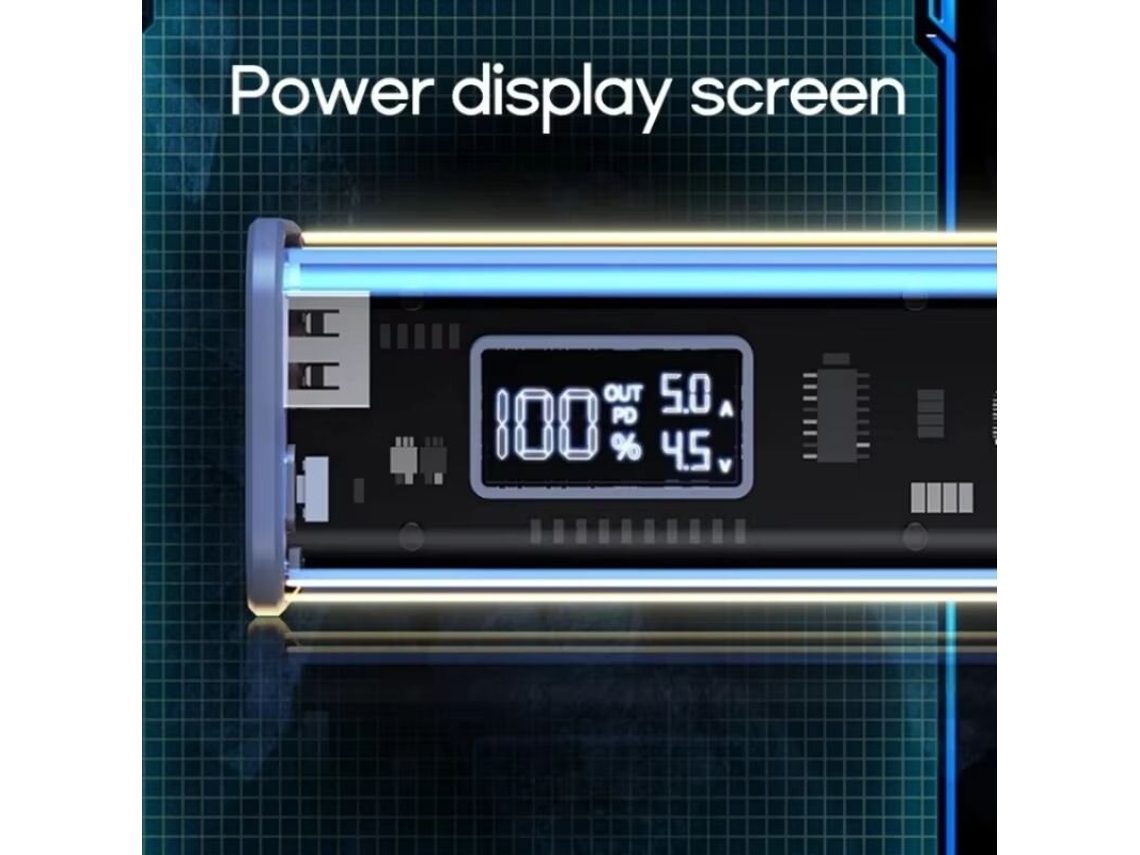 Banco De Energía K32 100w 10000mah/20000mah Transparente Con Pantalla Led, Fuente De Alimentación Externa Con 2 Entradas Y 3 Salidas