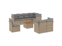 Conjunto de 9 sofás de jardín con cojines de mimbre beige MAISON EXCLUSIVE (90x200 cm)