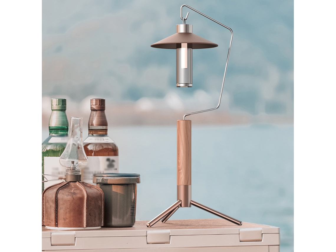 Soporte Portátil Para Linterna De Camping, Base De Trípode De Madera Maciza, Colgador Para Linterna De Pesca Al Aire Libre.