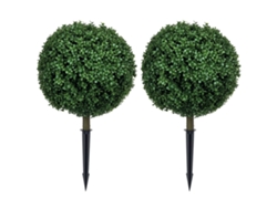 2 Boj Artificiales 70cm Resistentes Intemperie Verde