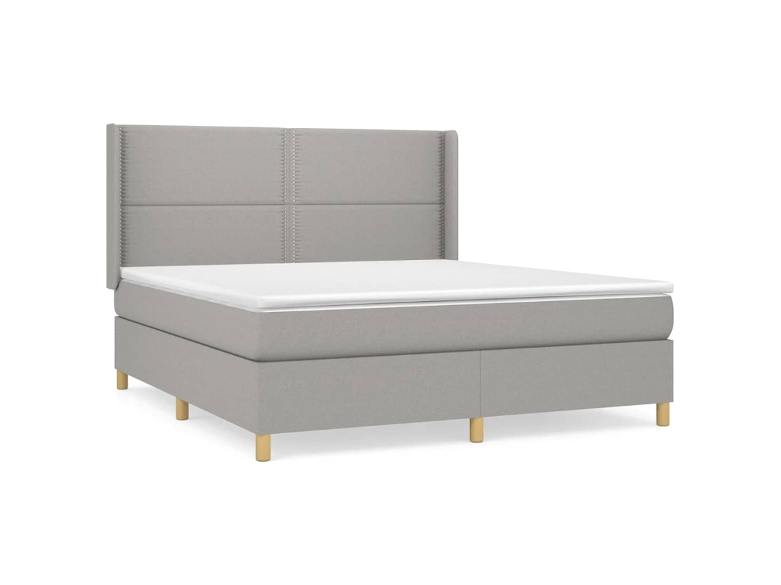Maison Exclusive - Cama Box Spring Con Colchón Tela Gris Claro 180x200 Cm