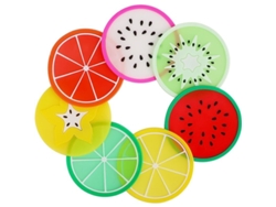 Juego De 7 Posavasos De Silicona Con Diseños De Frutas: Antiadherentes Y Antideslizantes Para Café Y Té.