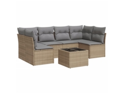 Maison Exclusive - Set Sofás De Jardín 7 Piezas Y Cojines Ratán Sintético Beige