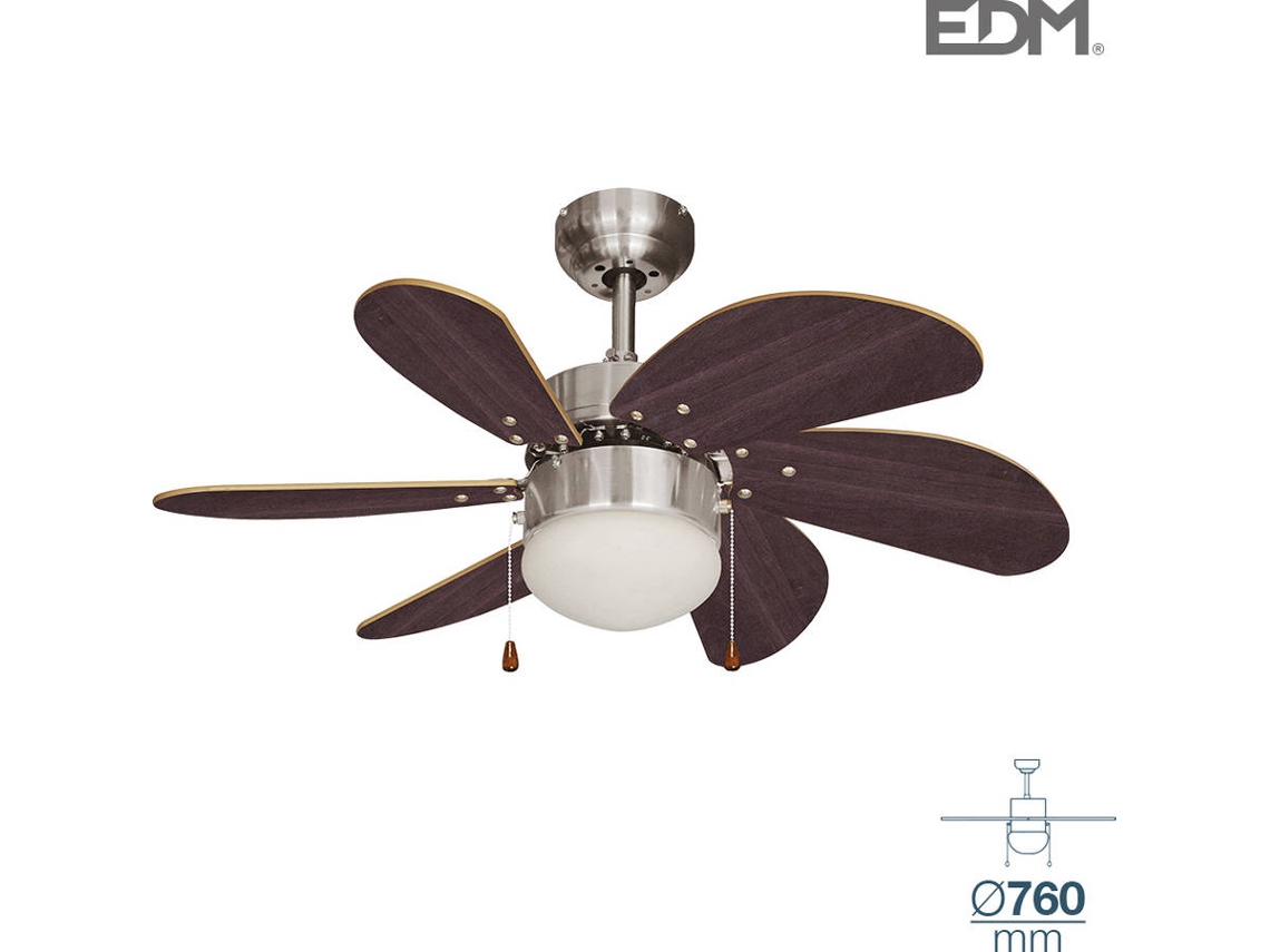 Ventilador de Techo EDM Modelo Aral Oscuro Marrón / Níquel Satinado 50W 76 Cm