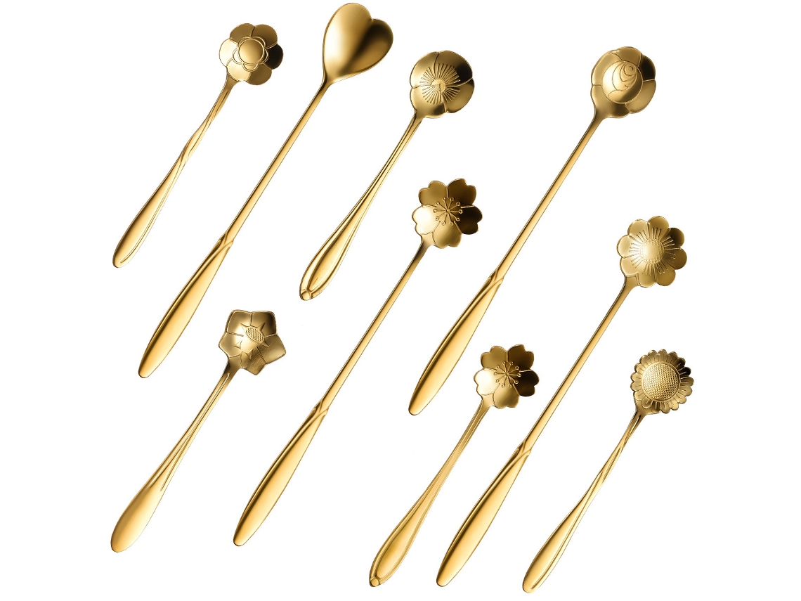 Juego de 9 Cucharas de Acero Inoxidable - Flores RNEMITERY