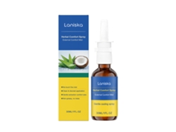Spray de cuidado herbal Laniska para piel seca después del ejercicio.