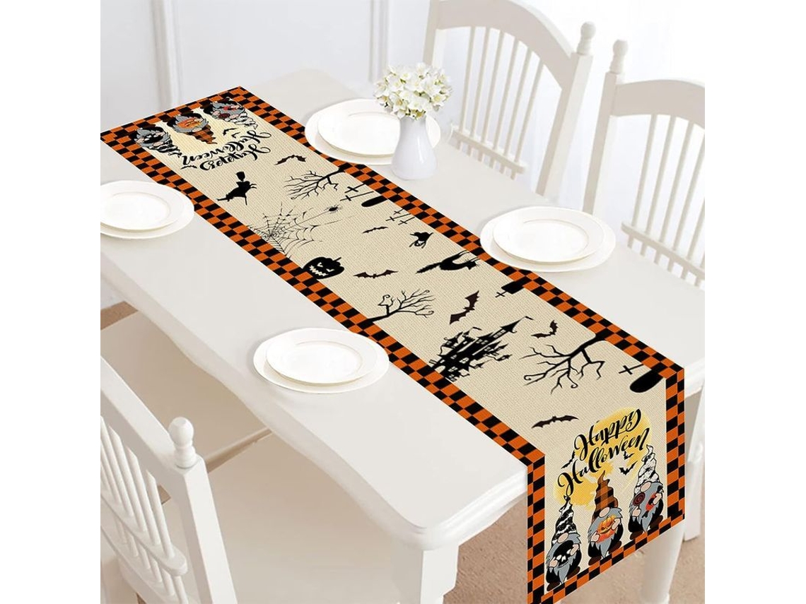 Rebe-mantel De Mesa Halloween Decoración Fiesta Trick Or Treat De Poliéster Duradero Lavable