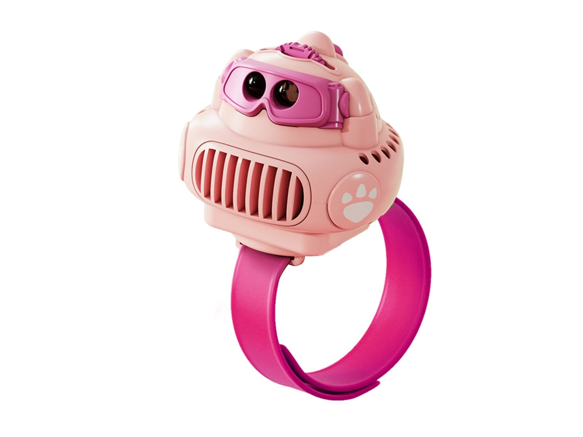 Reloj proyector de dinosaurios con ventilador USB, rosa, para niños