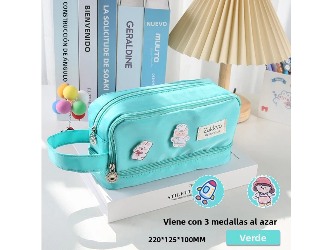 (verde) Estuche Para Lápices De Gran Capacidad Y Hermoso, Adecuado Para Estudiantes Mujeres, Papelería Linda.
