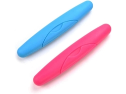 Caja portátil Rosewell para guardar cepillos de dientes (2 piezas, con cerradura, azul y rosa)