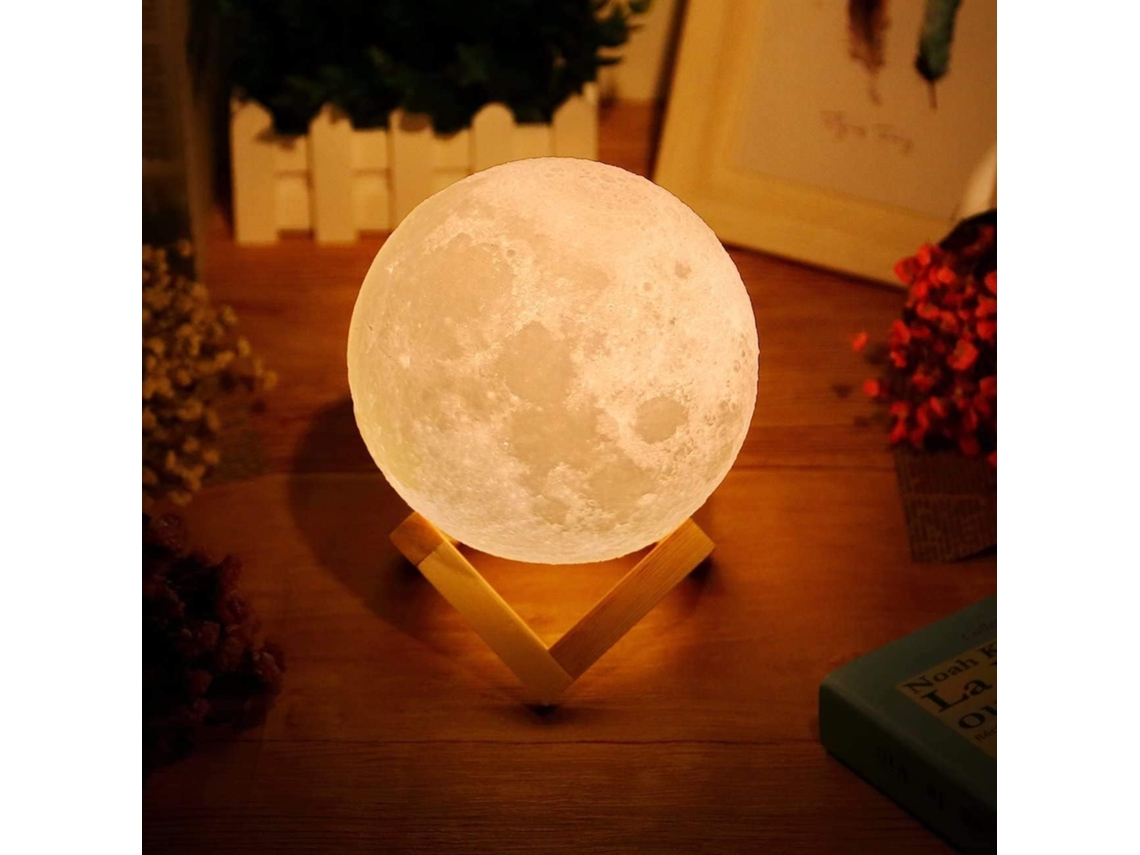 Lámpara Luna 3d Amarillo/blanco Caliente, Usb Recargable, Toque, Color Regulable, Para Cuarto/campismo