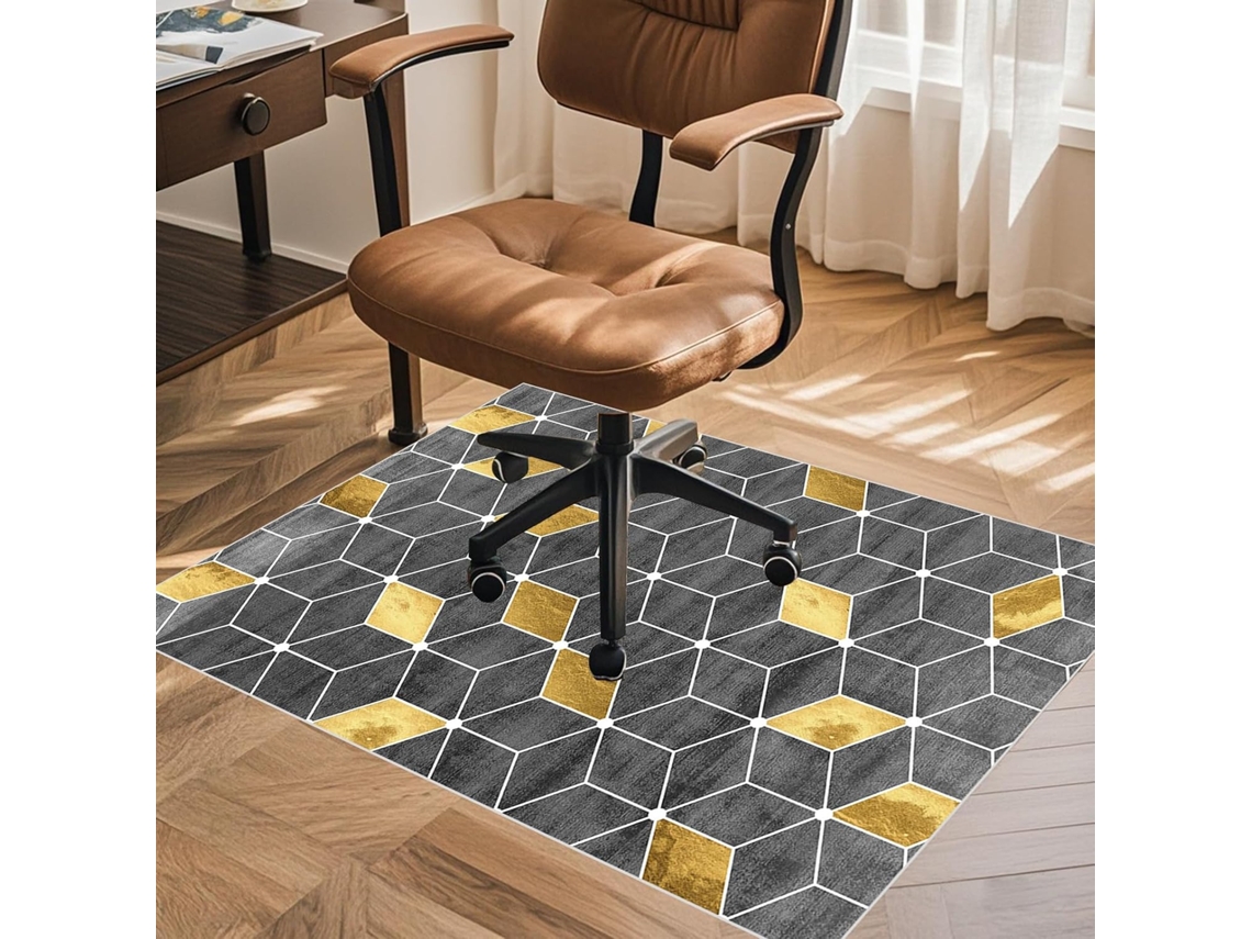Tapete Cadeira Escritório Protetor Piso 70 X 100 Cm Tecido Madeira Parquet Laminado Cm,
