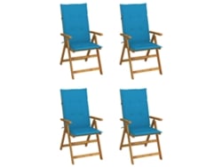 Sillas de jardín reclinables DKD Home Decor de 4 piezas con cojines, acacia maciza