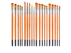 RNEMITERY Set de Pinceles, 20uds Pinceles de Nailon para Pintura Acrílica, Óleo, Acuarela, Arte en las Uñas, Manualidades, Diversos Tamaños