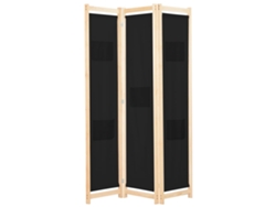 Separador LOVELY HOME con 3 Paneles de Tela Negro (120 x 170 x 4 cm)
