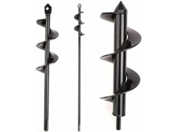 Broca espiral de jardín de 3 piezas, broca para plantar árboles y arbustos, herramienta de jardinería de acero negro.
