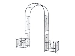 Arco para rosas Barisciano con jardineras acero 220x202x50cm - Negro CASA.PRO