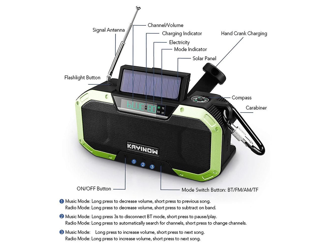 Radio de supervivencia con batería externa de 5000 mAh GOKOCO