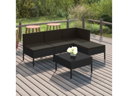 Conjunto de jardín de 5 piezas DKD Home Decor con cojines de mimbre negros