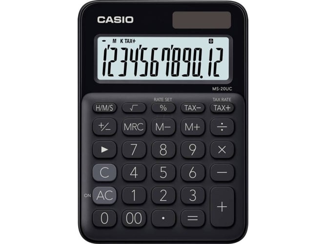 Calculadora Básica CASIO MS-20UC-BK Negro (12 dígitos)