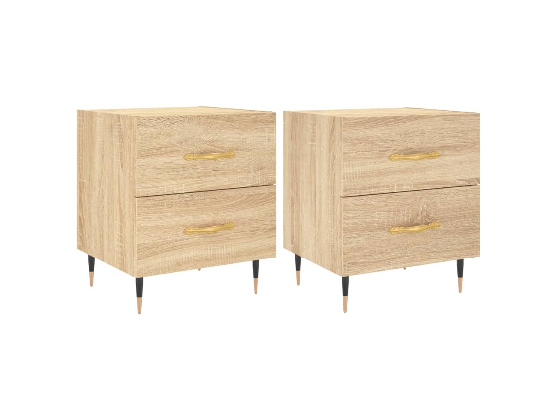 Mesitas de Noche 2 Pzs Derivados de Madera Roble Sonoma