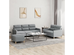 Conjunto de sofá de 3 piezas con cojines en tela gris claro, DKD HOME DECOR