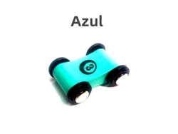 Coche de juguete educativo de madera para niños con pistas y toboganes, minicoche de carreras Mdug (azul)
