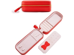 Organizador De Joyas Portátil De Cuero Pu, Caja Pequeña Para Viajes, Rojo