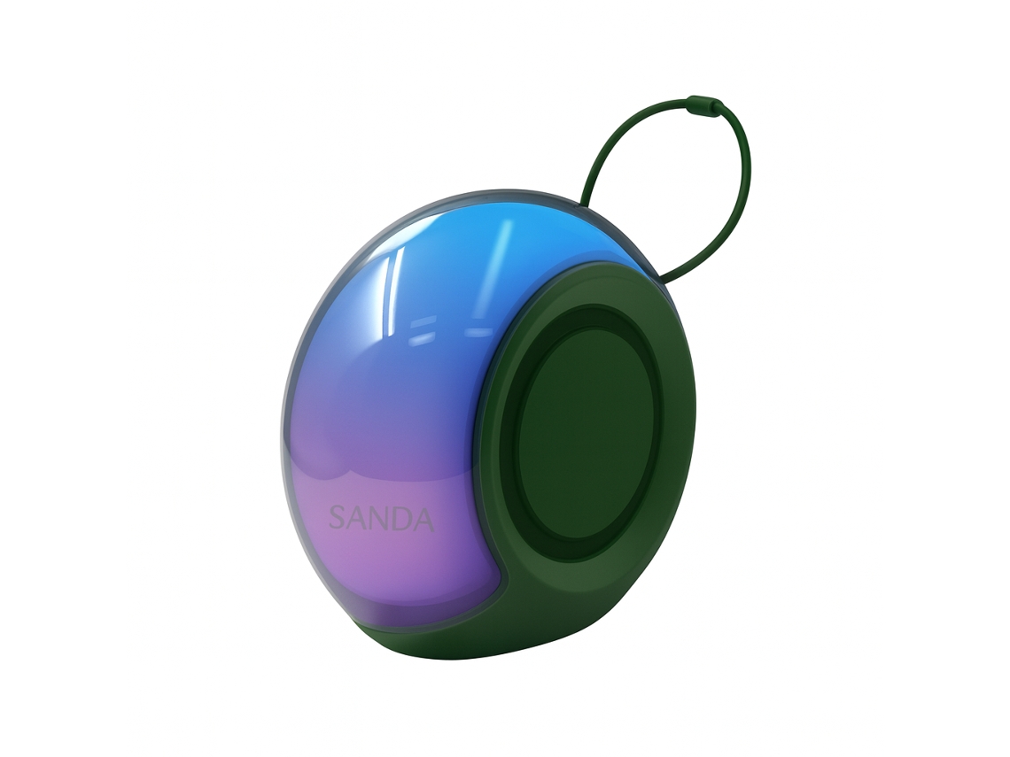 Coluna Wireless Portátil Com Luz Led Sanda Sk-19 Verde Escuro