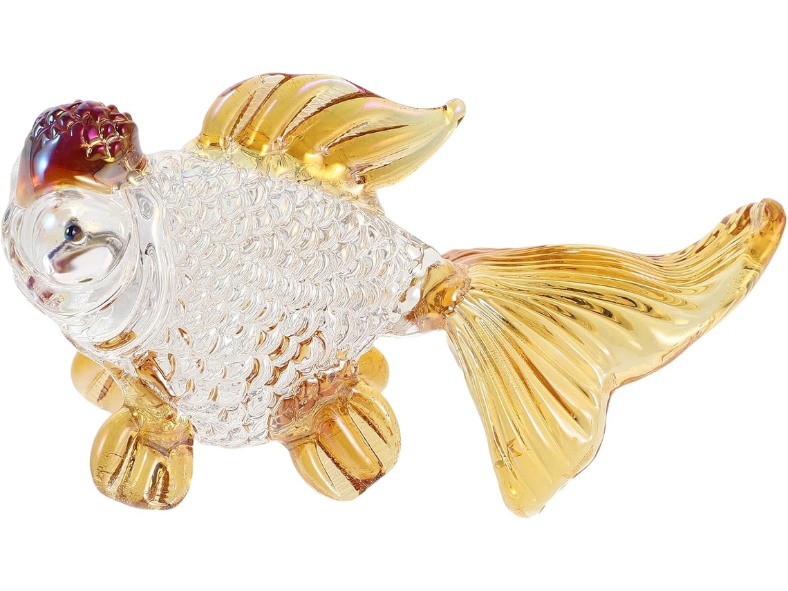 Figura Carpa Cristal Dorado 93 24 5 48 72 Decoración Hogar Adorno Coleccionable Elegante Escultura Miniatura X