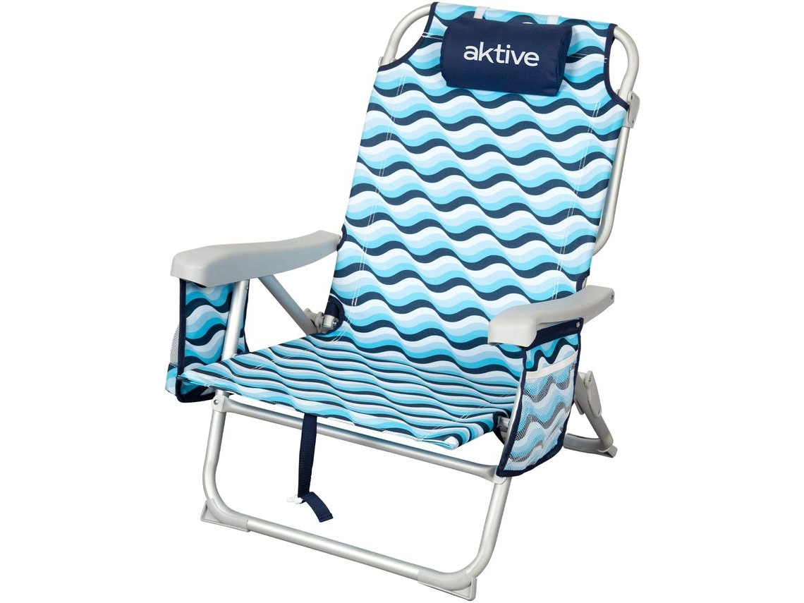 Silla playa alta multiposición 50x58x80 cm azul