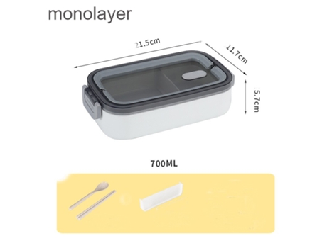 Bento Box para adultos y niños Bento Box con cubiertos-700ml de una lonchera de una sola capa (medidor)