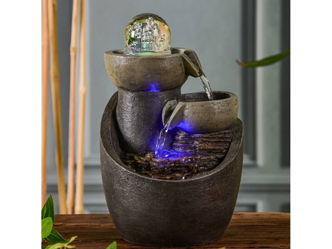 Fuente de Agua ZEN'LIGHT Malla (Gris - 18x28 cm - Resina)