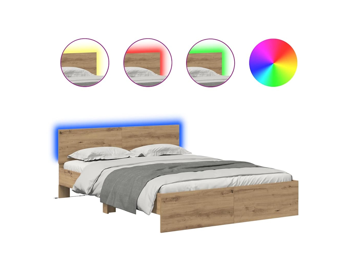 Maison Exclusive - Estructura De Cama Con Cabecera Roble Artesanal 135 X 190 Cm