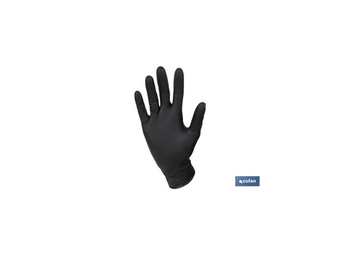 Caja De 100 Guantes De Nitrilo Grip Con Textura Diamantada Talla M Color Negro