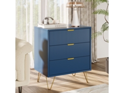 Cómoda Con 3 Cajones, Mesita De Noche, Armario, Mesita De Noche, Aparador, Mueble Cómodo Para Dormitorio, Salón, 60 X 40 X 70 Cm, Azul