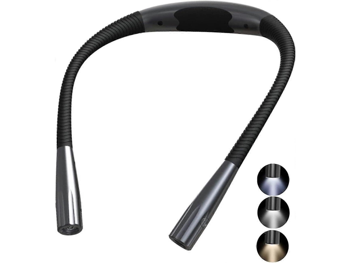 Lámpara de lectura recargable para el cuello, luz LED de lectura, luz flexible para libros, 3 colores, brazos plegables, tejido. Nostalgia88