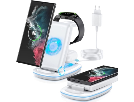 Cargador Inalámbrico Cargador Inalámbrico de 15W para iPhone/Iwatch/Airpods Cargador Inalámbrico
