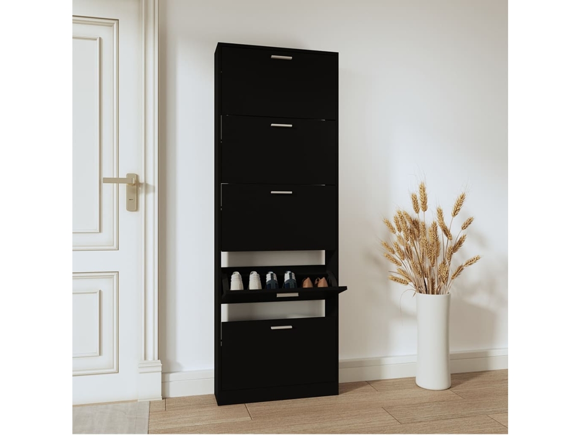 Zapatero 59x17x169 cm Derivados de madera Negro Dkd Decoración del hogar