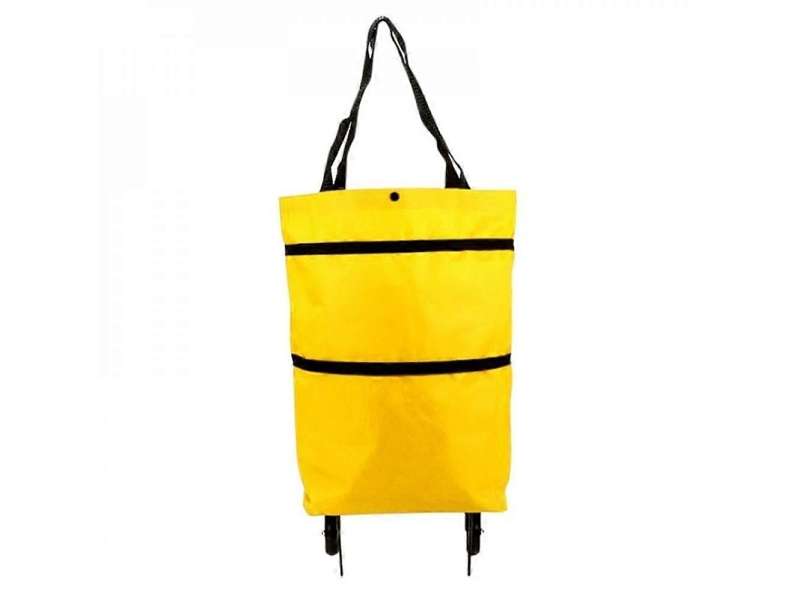 Carrito de compra plegable Pretty Comy con ruedas, bolsa de compra plegable grande, organizador de alimentos y verduras, amarillo.