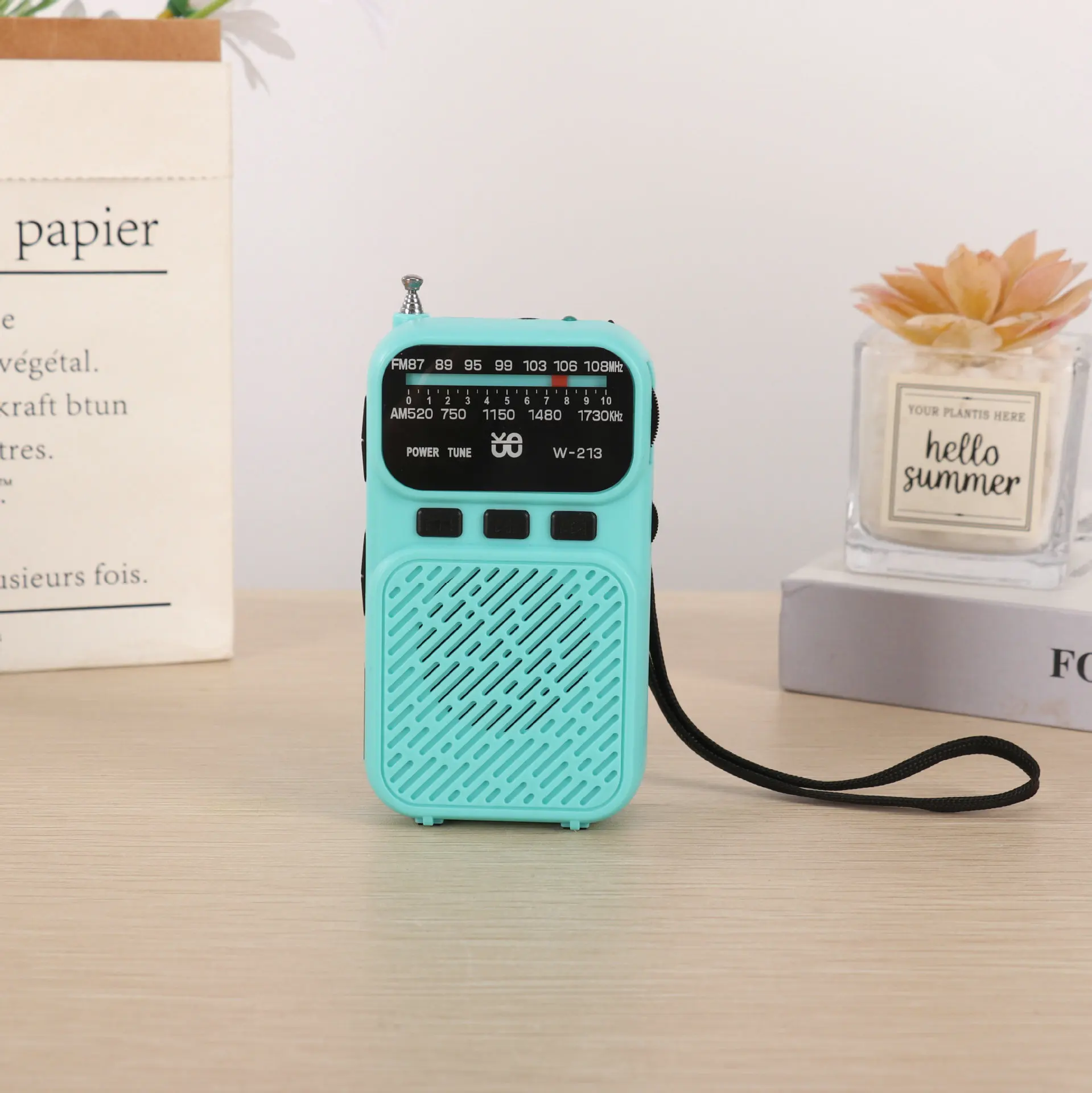 Mini Radio Analógica Fm/am (azul) - Linterna - Señal Estable - Dsp - Recargable - Altavoz Bluetooth
