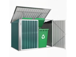Armario para 2 cubos de basura, de acero con cerradura, verde.