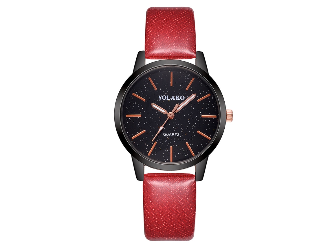 Reloj De Pulsera Elegante Y Casual Para Mujer Con Correa De Pu Y Movimiento De Cuarzo Rojo.