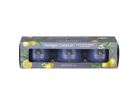 Pack de 3 velas perfumadas votivas de té negro y limón YANKEE CANDLE